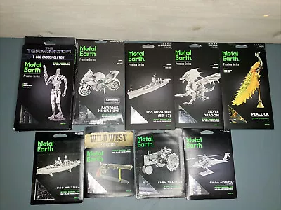 Metal Earth Model Kits Variaty Lot Of 9 Ships Dragon Helicopter Terminator New • $100