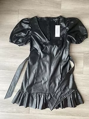 New Miss Selfridge Mini Faux Leather Black Dress UK 10 • $12.45