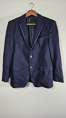 VTG HUGO BOSS Mens Blazer Sport Coat Jacket 38R Cashmere Wool Blue Fits SM • $33.49