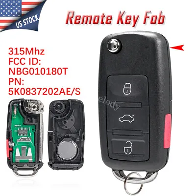 $14.69 • Buy For 2011 2012 2013 2014 2015 2016 VW Golf GTI Jetta 4 Button Remote Flip Key Fob