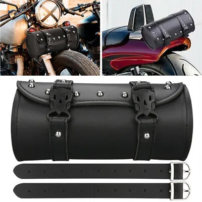 Motorcycle Front Fork Tool Bag Pouch Storage Luggage SaddleBag Leather Handlebar • $9.59