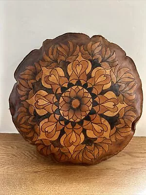 Vintage Round Leather Boho Decor Pillow Black Brown • $24.99