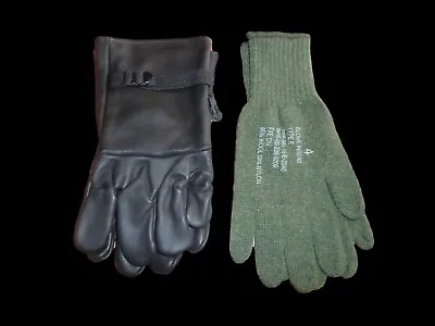 U.s Military Style D-3a Leather Gloves Cold Wet Weather Size 4 Medium W/liner • $29.98