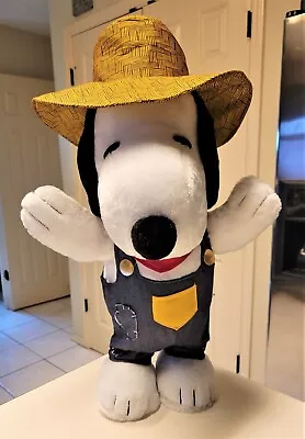 Large Snoopy Peanuts Fall Harvest Standing Plush Farmer 21” Tall Door Greeter • $34.95