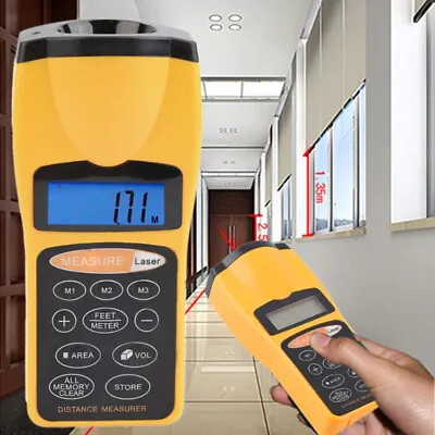 Distance Meter Digital Ultrasonic Range Finder Measure Tape Diastimeter 0.6-18M • £14.99