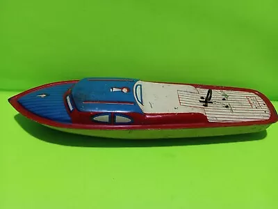 Vintage LINDSTROM TIN LITHO WIND-UP TOY BOAT NOT WORKING • $20