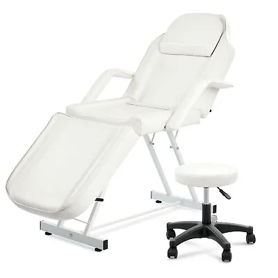 White Adjustable Massage Table Tattoo Chair Facial Bed W Stool Barber Salon Spa • $184.98