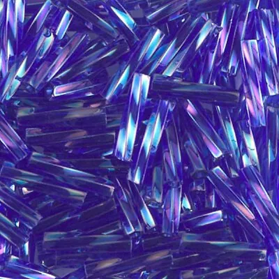 Miyuki Twisted Bugle Beads 2.7x12mm 16GM Trans Cobalt AB • $3.99