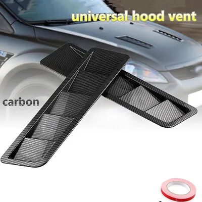 2x Car Hood Scoop Air Vent Flow Intake Decor Bonnet Louvers Carbon Fiber Spoiler • $29.15