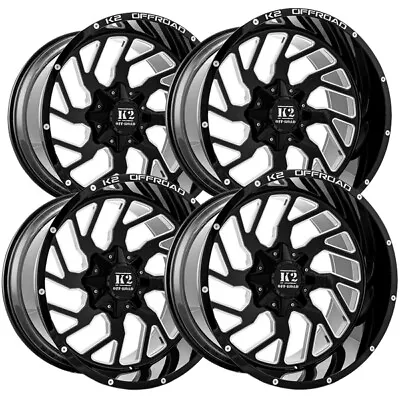 (Set Of 4) K2 K12 Shockwave 22x12 6x135/6x5.5  -44mm Black/Milled Wheels Rims • $1387.96