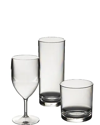 $59.53 • Buy Set Of Wine, Whisky & Hibal Polycarbonate Plastic Unbreakable Reusable Glasses. 