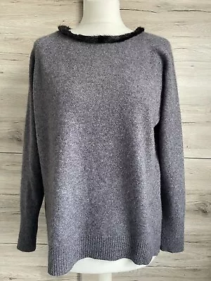 *N Peal* Jumper  100% Cashmere Grey Thick S. Fit Uk 10 & 12 Mink Detail Chic • $123.11