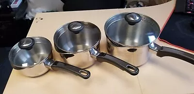 £59.99 • Buy Prestige Cook & Strain INDUCTION Saucepan Stainless Steel Set - 3 Piece