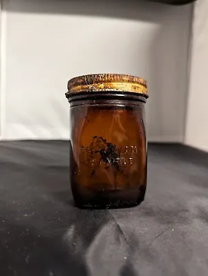 VINTAGE PHYSICIANS SAMPLE AMBER GLASS With Lid MEDICINE BOTTLE JAR • $12.99