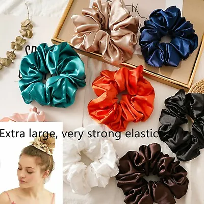 Extra Large  Scrunchies Hair Band  Satin Silk Fabric Elastic Bobble UK • £1.99