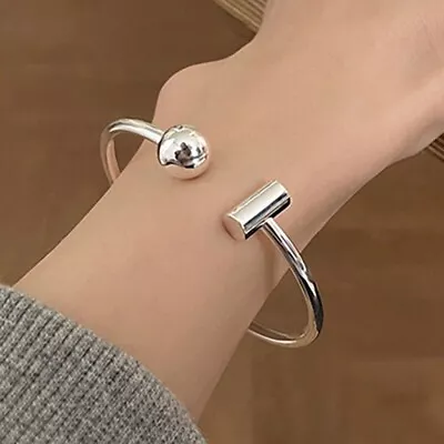 925 Sterling Silver Vintage Unique Trendy Open Cuff Bracelet Stylish New Bangle • $8.70