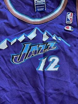 Champion Jersey Youth XL 18-20 NBA Utah Jazz #12 John Stockton Purple Vintage • $55.55