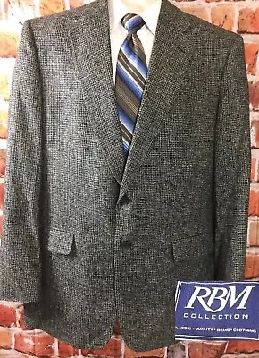 RBM Collection Mens Black White Silk Blazer Sportcoat Sz 44-Long EUC (t7) • $40