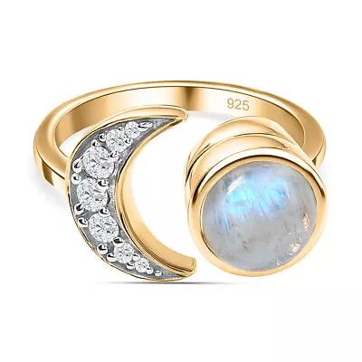 TJC MoonStone Charm Ring For Women In Yellow Gold Over Silver  TCW 2.7ct • £50.99