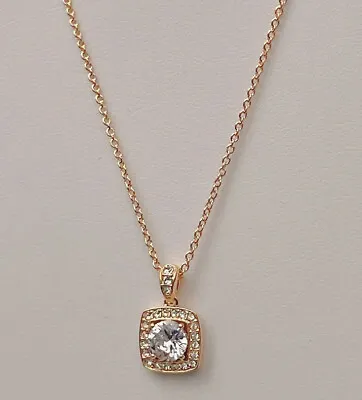 Nadri Square CZ Halo Pendant Necklacem  Goldtone NWT $59 • $29.99