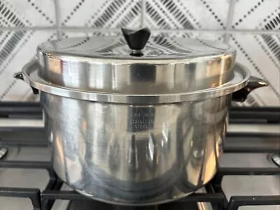 COLONIAL WARE 5 QT STOCK POT With Lid 3 Ply- 18-8 Stainless Waterless Cookware • $39.99