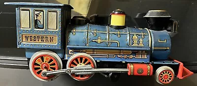 Vintage Battery Operated WESTERN Locomotive Train Modern Tin Toy Japan • $25