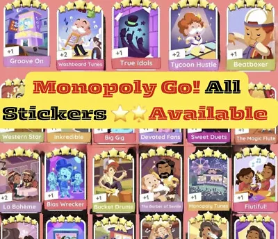 Monopoly Go (1-5⭐️ Stickers)  All Available!! - CHEAP & FAST DELIVERY 🩷 • $1.99