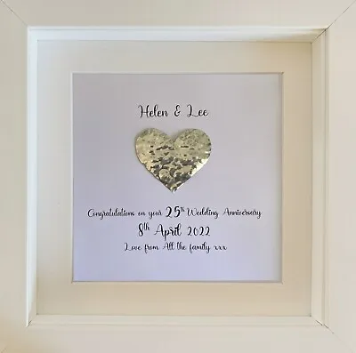 Personalised 25th Wedding Anniversary Gift Silver Metal 25 Year Anniversary Gift • £29.99