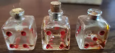 Vintage Antique Miniature Glass Dice Perfume Bottles X3 • $35