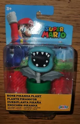 Super Mario - Bone Piranha Plant Figure 2.5 Inch (JAKKS Pacific) - Brand New • £9.99