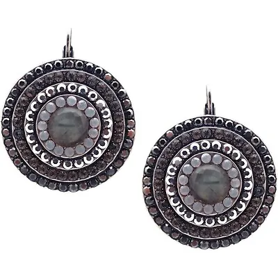 Mariana French Silk Silver Earrings Black Grey White Crystal Pave Mosaic M126 • $102.90