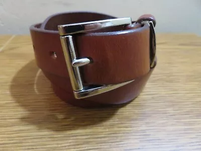 Men Merona 1&1/8  Wide Brown Italian Leather Dress Belt Size 34 (waist 32-36 ) • $32.19