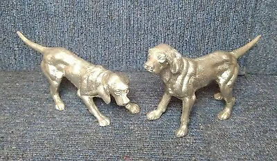 Heavy Pair Of Silverplated Dog Ornaments Centrepieces Pointer Gundog Retriever • $24.89