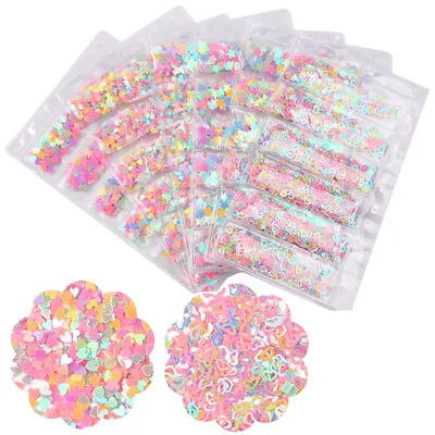 Nail Art Iridescent Shapes Sequins Glitter Rabbit Butterfly Tips Decor Designs • $2.19