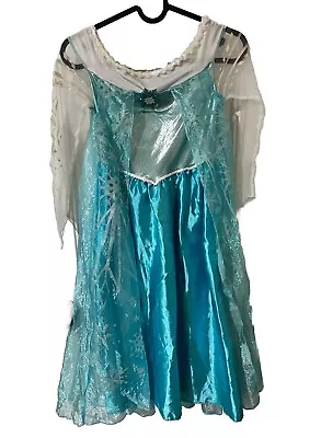 Disney’s Movie Frozen Elsa Girls Child Gown Dress Cape Costume Blue Snow Queen • $18