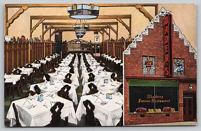 Milwaukee WI Wisconsin - Mader's Restaurant - Linen Postcard - Circa 1940's • $6.50