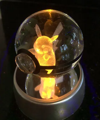 Pokemon 3D Crystal Ball Colour Changing Light Up Pikachu • $29