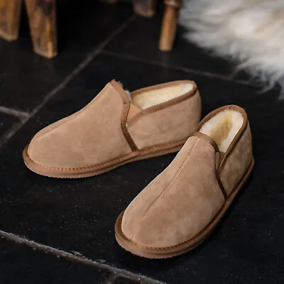 Deluxe Men's Sheepskin Slipper Boot With Hard Sole - Suede Mens Slippers • £39.99