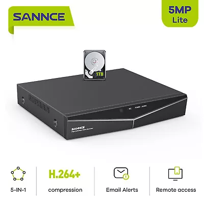 SANNCE 5MP Lite 8 Channel DVR Video Recorder For CCTV Security Camera System • $89.59