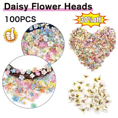 100x Small Silk Daisy Bud Heads Artificial Fake Flowers Wedding DIY Craft Lots • £5
