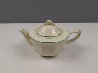 Small Alfred Meakin Tea For One Teapot - Cream With Green Edging - 11 Cm • £8