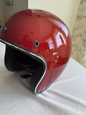 Fulmer Red Metal Flake 3/4 Face Motorcycle Helmet Includes Visor And Bag Size L • $65