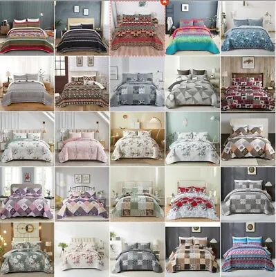 £38.39 • Buy 3PCs Bohemia Bedspread Quilted Bed Throw Comforter Bedding Set Double King Size
