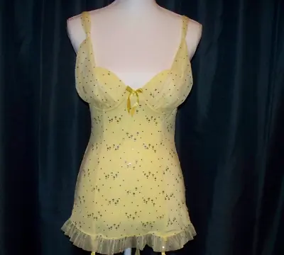 Victoria's Secret Sexy Little Things Yellow Babydoll Size 34c Ruffle Sequin • $29.99