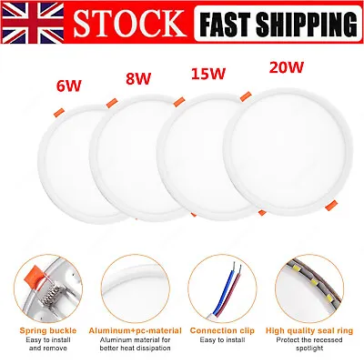 LED Ceiling Light Shop Room 6W/8W/20W Recessed Ultra Slim Panel Down Spot Lamps • £4.58