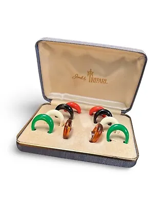 Vintage Jewels By Crown Trifari Ring Set Original Box 10 Colorful Rings Sz 8 • $129