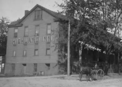 Highland Inn Horse Buggy Mount Mt Pleasant OH Ohio RPPC Photo Postcard 1909 • $34.85