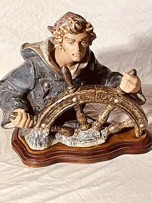 Retired LLadro Seaman Helmsman Figurine 1325 Sailor Sea Captain With Wheel • $450