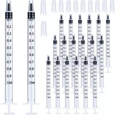 20 Pack 1ml/cc Liquid Measuring Syringe With Cap Plastic Syringe   Feeding Pets • $11.78