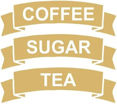 £1.79 • Buy CRibbon Set Of Coffee/Tea/Sugar Vinyl Stickers/Labels For Storage Jars Canisters